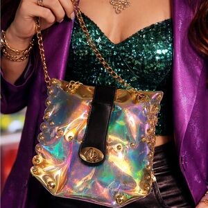 Iridescent Holographic Chain Shoulder Bag - Women